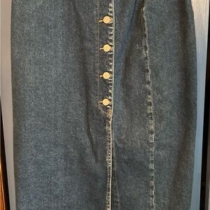 Denim Skirt with Button Detail
